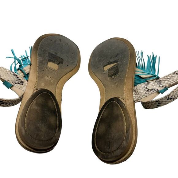 Guess Turquoise Fringe and Snakeskin Print Sandals (10) - Picture 10 of 11